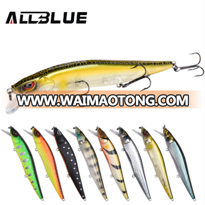 ALLBLUE 14.1g 110mm Artificial Wobbler Slow Floating Minnow Bass Pike Fishing Lure MUSTAD Hook